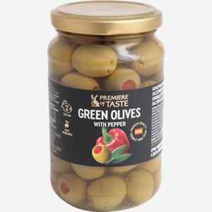 Оливки Premiere Of Taste зеленые с красным перцем 370мл