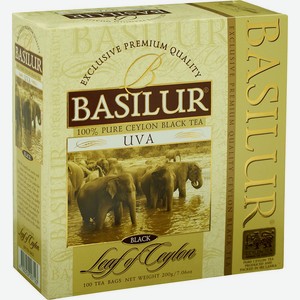Чай Basilur, лист цейлона,Uva OP, 100 пакетиков, 200г