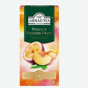 Чай черный Ahmad Tea Персик-Маракуйя, 25 пакетиков в коробке по 1,5 г