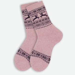 Носки для детей плюшевые  Олени  Гранд, розовый меланж (18-20)