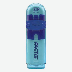 Ластик FACTIS ZIP белый выдвижной ПВХ в футляре голубого цвета PTF1030