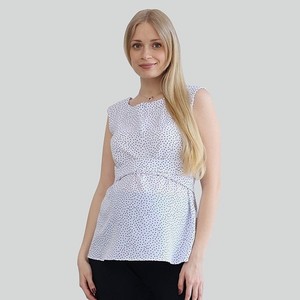 Блузка для беременных и кормящих женщин белый/синий:44