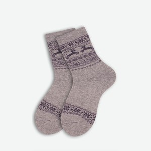 Носки для детей плюшевые  Олени  Гранд, светло-серый меланж (20-22)