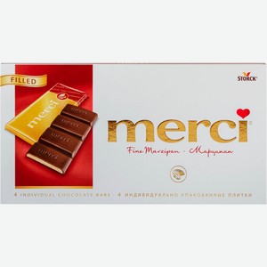 Шоколад MERCI темный с начинкой из марципана, Германия, 112 г