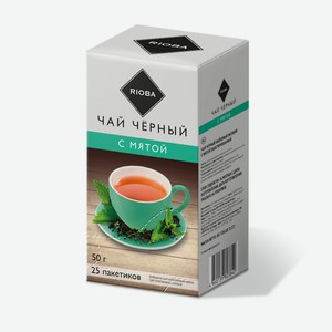 RIOBA Чай черный с мятой (2г x 25шт), 50г Россия