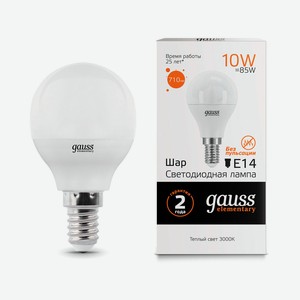 Лампа Gauss Led elementary 10W G45 3000K E14 710lm