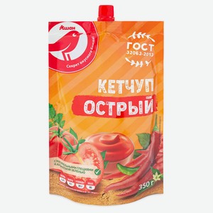Кетчуп томатный АШАН Красная птица Острый, 350 г