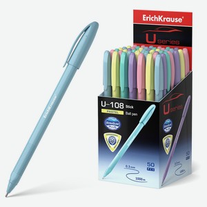 Ручка шариковая ErichKrause U-108 Pastel Stick 1.0 Ultra Glide Technology, синяя 1 шт