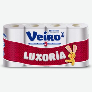 Туалетная бумага VEIRO Luxoria 3-х слойная белая, 8 шт 