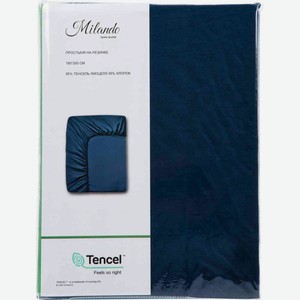 Простыня на резинке Milando тенсель цвет: синий, 180×200 см