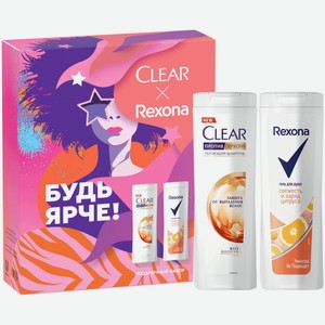 Набор подарочный Clear и Rexona Шампунь Защита от выпадения волос и Гель Заряд цитруса для душа