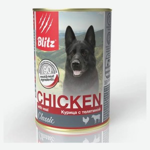 Влажный корм для собак Blitz Курица с телятиной паштет, 400 г