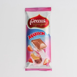 Шоколад молочный РОССИЯ-ЩЕДРАЯ ДУША Maxibon с вкусом клубники, 80 г