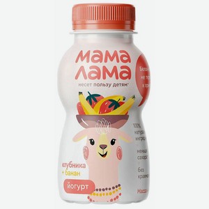 Йогурт питьевой Мама Лама с клубникой и бананом 2,5%