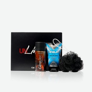 Мужской набор Carelax ( гель для душа   Extreme Fresh   150мл + дезодорант   Dark Allurement   150мл + мочалка - шар Aqua Joy , Черный )