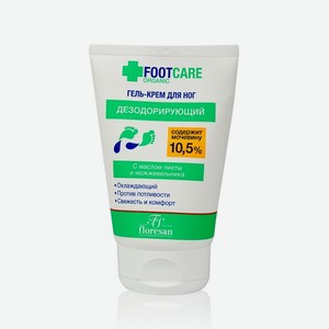 Гель - крем для ног Floresan Organic foot Care дезодорирующий с маслом пихты и можжевельника 100мл