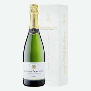 Вино игристое Louis Vallon белое брют в подарочной упаковке, 0.75л Франция
