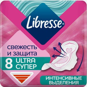 Прокладки Libresse Свежесть и защита Ultra Супер, 8 шт.