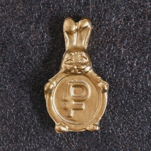 Сувенир кошельковый  Денежный Кролик и рубль , олово, 2,5х1,5 см 9209769