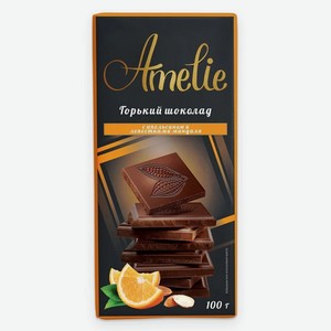 Шоколад горький Amelie Апельсин и лепестки миндаля