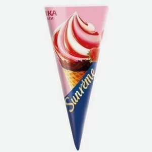 Мороженое Sunreme Клубника со сливками, рожок