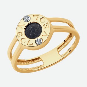 Кольцо SOKOLOV Diamonds из золота с бриллиантами и авантюрином 1012183, размер 18