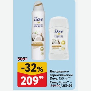 Дезодорант-спрей женский Dove, 150 мл**