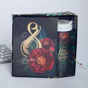 Подарочный набор ArtFox «С 8 марта 2-а цветка»: ежедневник и термостакан