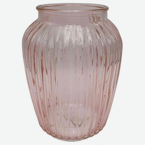 Ваза банка NiNa Glass Луана прозрачное стекло цвет: розовый, 15×19,5 см