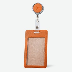 Держатель для бейджа Flexpocket с металлическим ретрактором вертикальный оранжевый