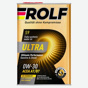 Масло моторное синтетическое Rolf Ultra 0W-30 A7/B7 SP, 4 л