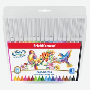 Фломастеры ErichKrause Easy Washable, 18 цветов