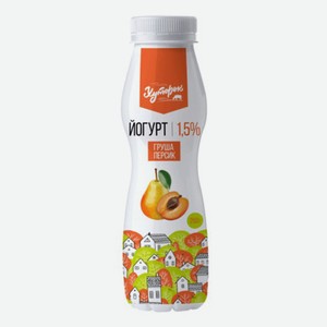 Йогурт питьевой Хуторок с грушей и персиком 1,5% бзмж 260 мл