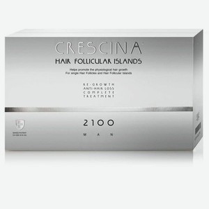 Лосьон для стимуляции роста волос Crescina Follicular Islands 2100 для мужчин №20 + Лосьон против выпадения волос №20