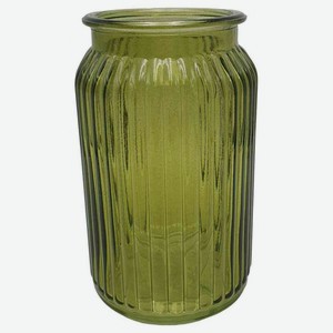 Ваза банка NiNa Glass Реана прозрачное стекло цвет: оливково-зеленый, 10×20 см