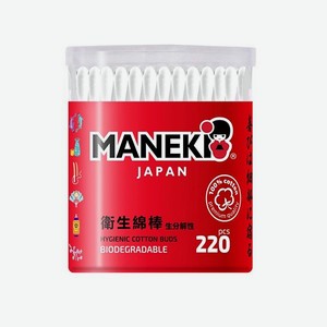 Палочки ватные Maneki Red с белым бумажным стиком 220 шт