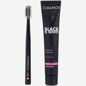 Набор Curaprox: Отбеливающая ЗП 90ml + Ультрамягкая ЗЩ CS 5460 черная, вкус лайма Black Is White