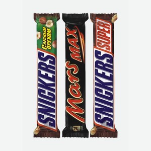 шоколадные батончики Сникерс Супер, Сникерс Лесной орех, Марс Макс