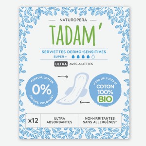 Прокладки Tadam Dermo-Sensitives Super+Ultra, 12шт Франция