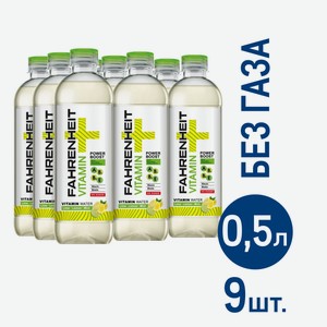 Вода Fahrenheit витаминная лимон-лайм негазированная, 500мл x 9 шт Россия