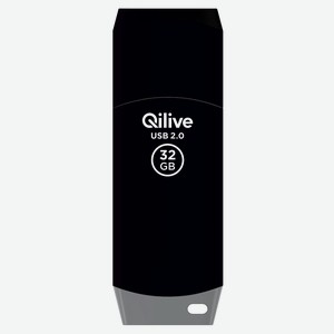 Флешка Qilive USB 2.0 с колпачком пластик черная, 32GB