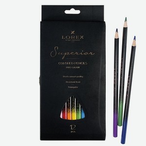 Карандаши Lorex Stationery цветные Pro-draw Superior 12 цветов трехгранные