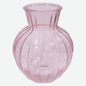 Ваза стеклянная декоративная настольная Белла розовая, 19,5 см
