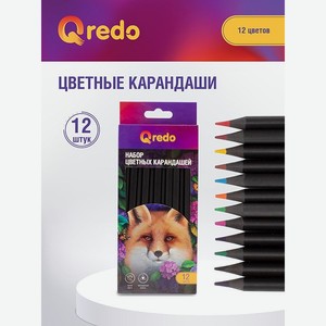 Карандаши цветные пластиковые Qredo FOX 12 цветов гриф.d 3мм трехгранные