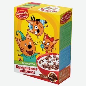 Шарики кукурузные Crunch Time Три кота шоколадные, 170г Россия