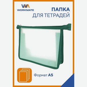 Папка А5 для тетрадей WORKMATE прозрачный пластик окантовка зеленая 245*205*4 см