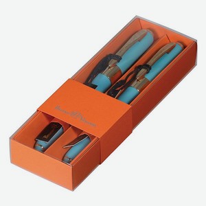 Набор из 2-х шариковых ручек Bruno Visconti Monaco небесно-голубой корпус оранжевая коробка