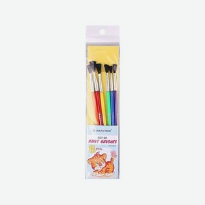 Кисти для рисования Darvish художественные в наборе из синтетики с цветными ручками 6 шт