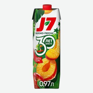 Сок J7 яблоко-персик мякотью, 970мл x 12 шт Россия