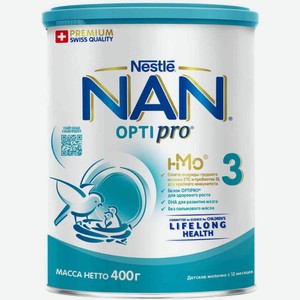 Детское молочко быстрорастворимое NAN 3 OptiPro с 12 месяцев, 400 г
